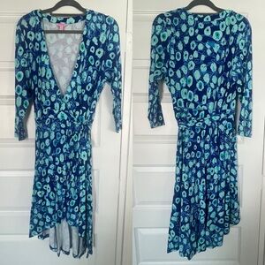 Lilly Pulitzer Rozaline Royal Purple Lil Kitty Print Wrap Dress